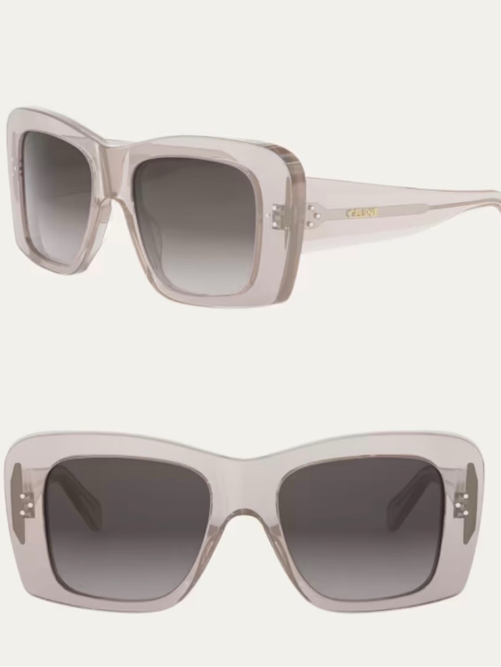 CELINE Bold 3 Dots 53mm Geometric Sunglasses NWT SHINY LIGHT BROWN / BROWN